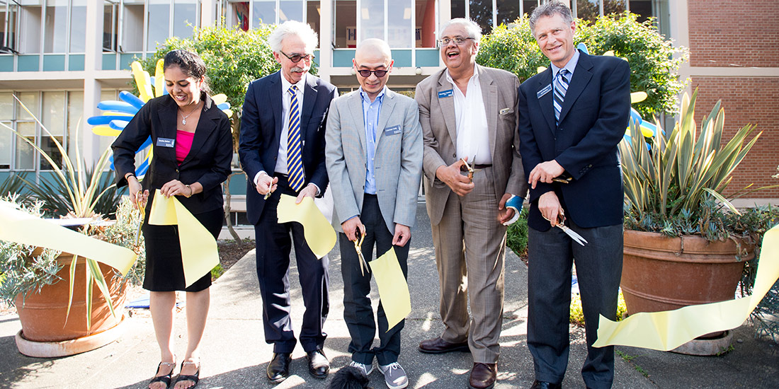 Ribbon-cutting at Shires Hall